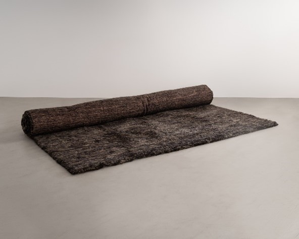 Rogan Gregory, “Primordial Plane” Unique Dark Wool Carpet, 2022