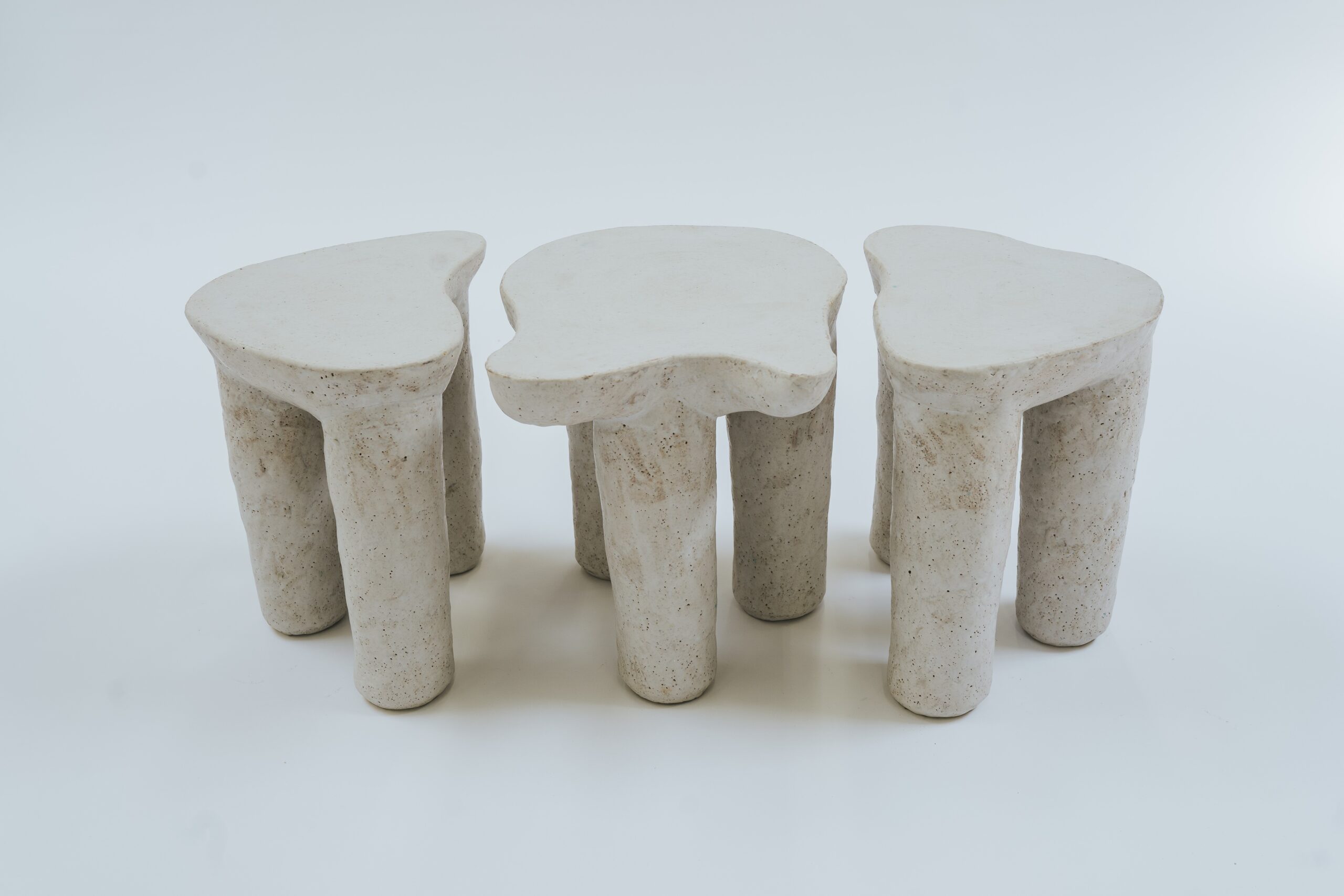 River Valadez, Three Piece Creamy Nube Coffee Table, 2023